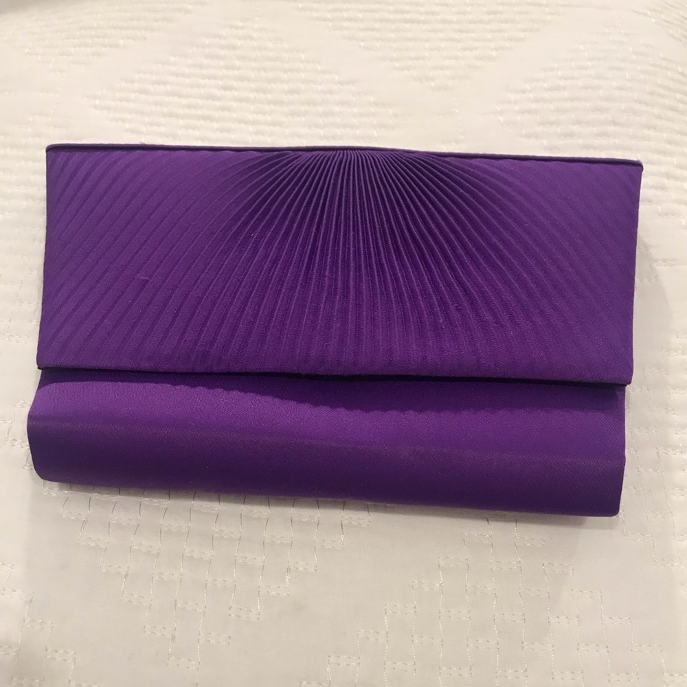 Purple satin evening purse